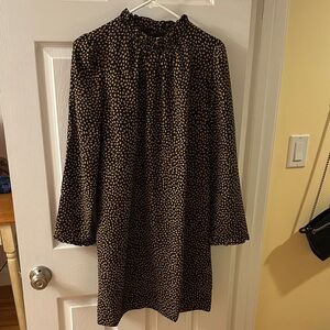 J.Crew Black and Gold Patterned Dress